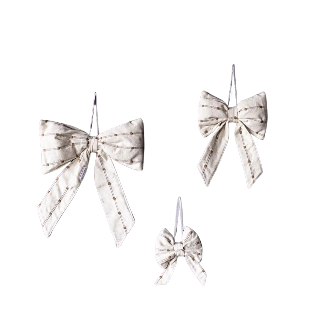 White & Light Brown Dotted Striped Bows | By Luxe B Co.