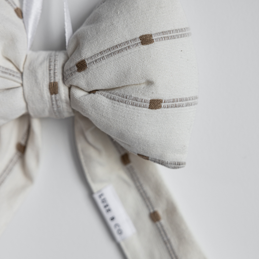 White & Light Green Dotted Striped Bows | By Luxe B Co.