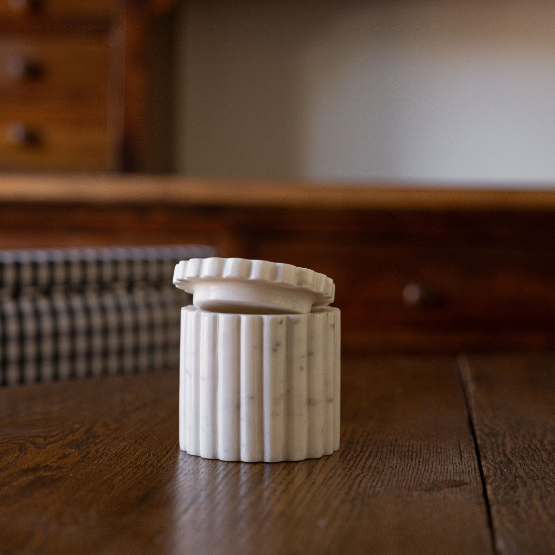 White Marble Fluted Jar | By Luxe B Co.