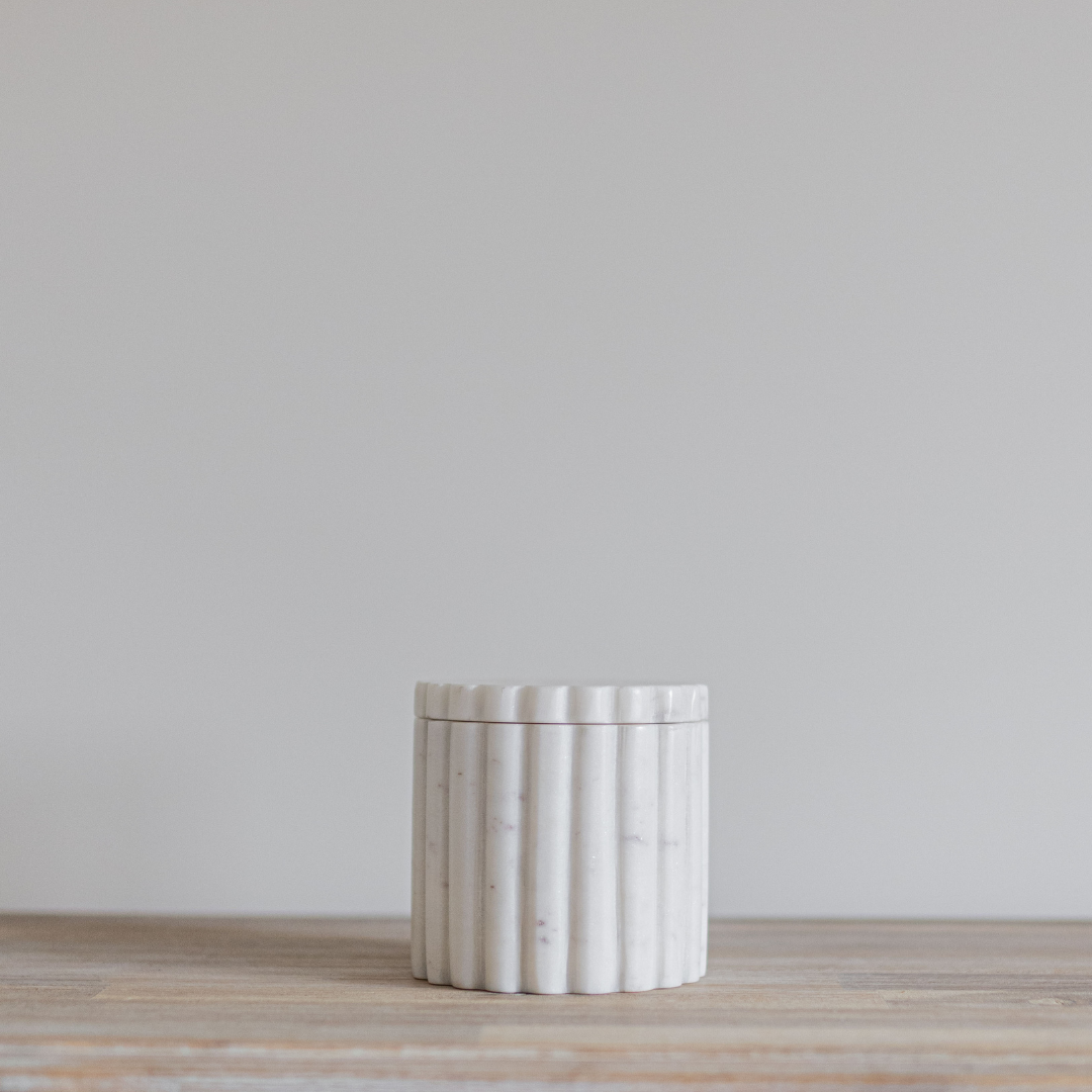 White Marble Fluted Jar | By Luxe B Co.