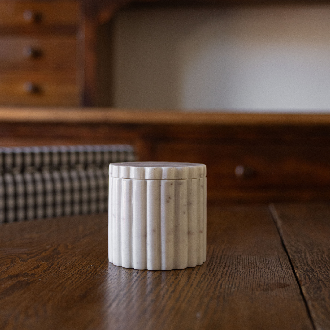 White Marble Fluted Jar | By Luxe B Co.