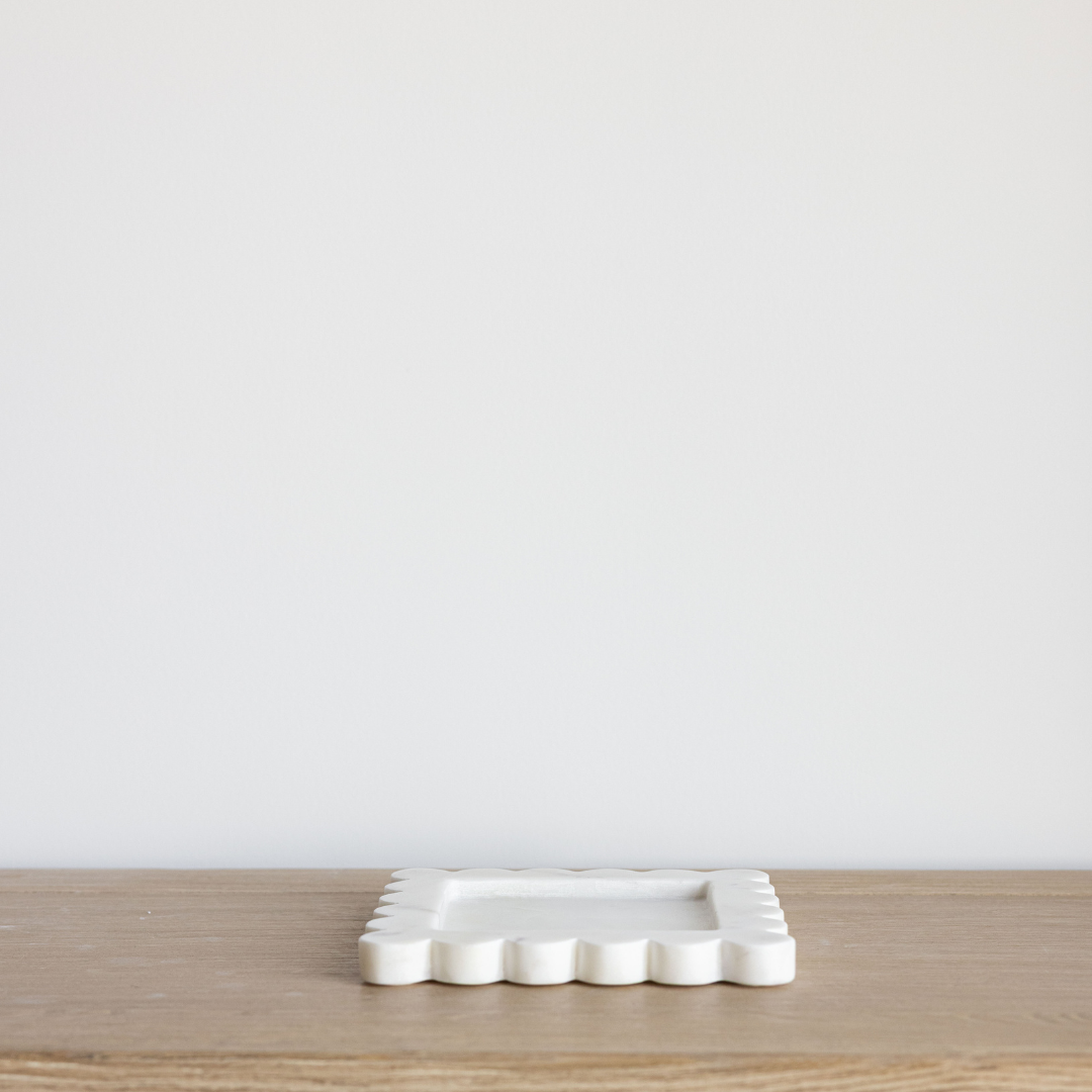 White Marble Scalloped Tray | By Luxe B Co.