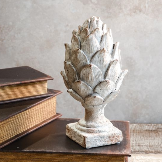 White Washed Artichoke Statue | By Luxe B Co.
