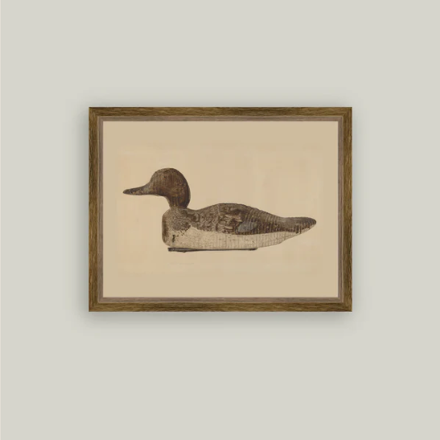 Wooden Duck Decoy Framed Antique Inspired Art | By Luxe B Co.