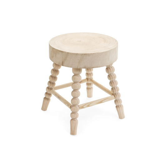 Natural Beaded Wooden Stool