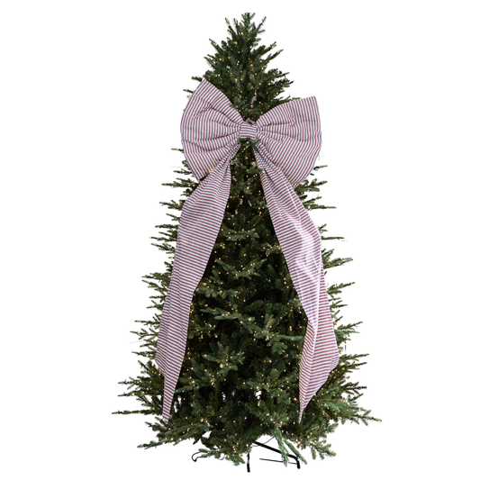 Oversized Cranberry Red Striped Bow