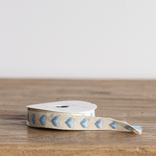 Soft Sky Blue Hearts Woven Ribbon | By Luxe B Co.