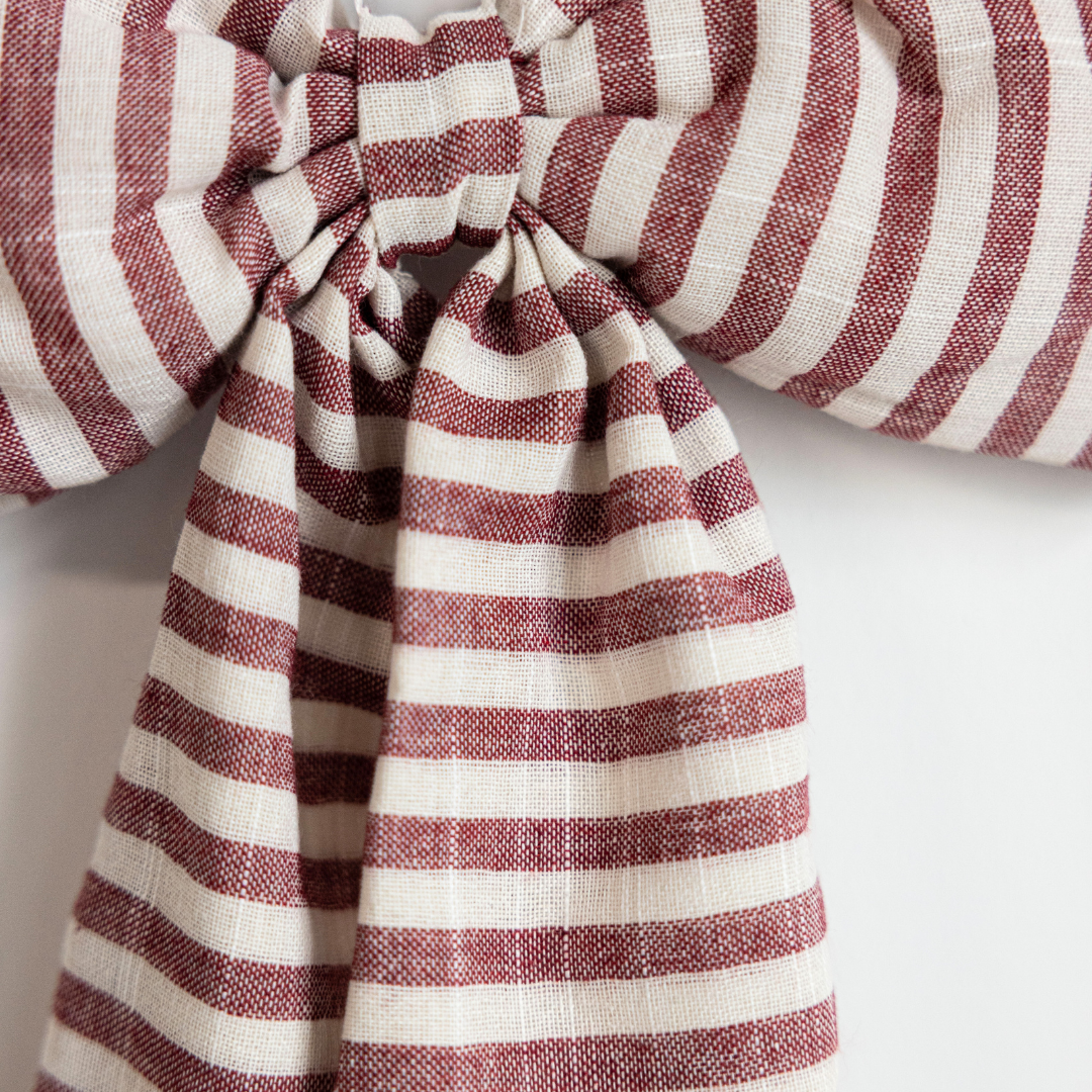 Striped Cranberry Red Bow Garland - Luxe B Co