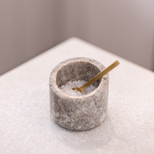 Grey Marble Salt Cellar With Spoon - Luxe B Co