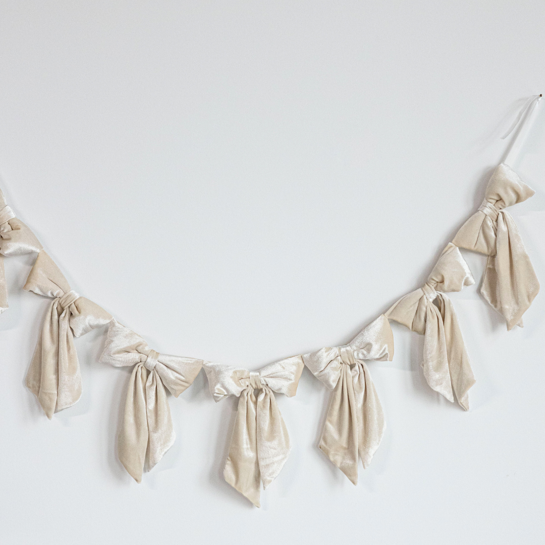 Cream Velvet Bow Garland - Luxe B Co