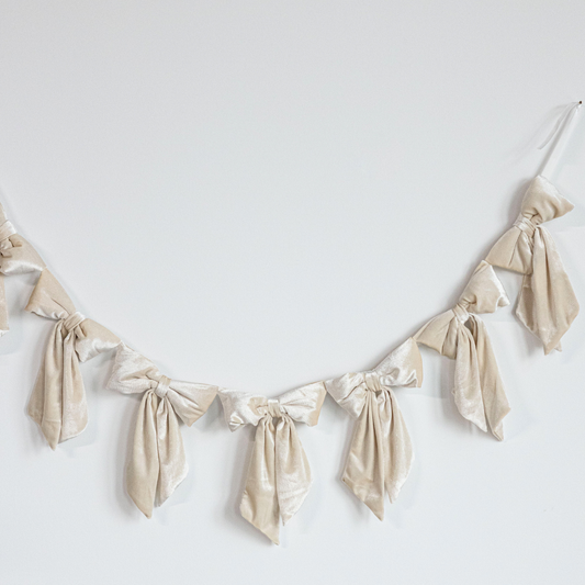 Cream Velvet Bow Garland - Luxe B Co