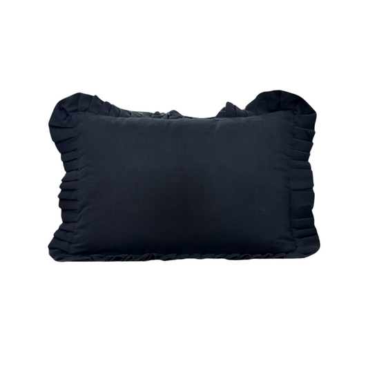 Ruffle Lumbar Pillow Cover Black - Luxe B Co