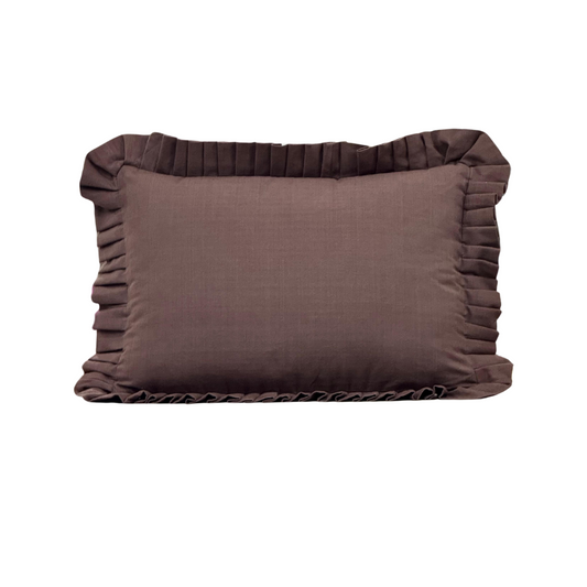 Ruffle Lumbar Pillow Cover Brown - Luxe B Co