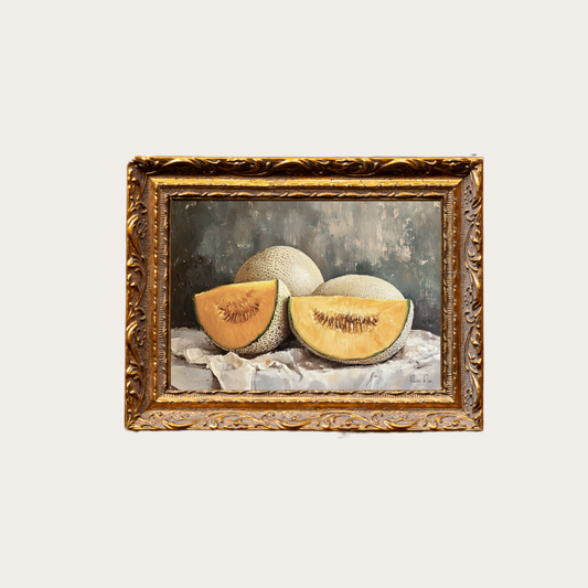 Vintage Cantaloupe | French Brass Gold Mould Framed Art - Luxe B Co