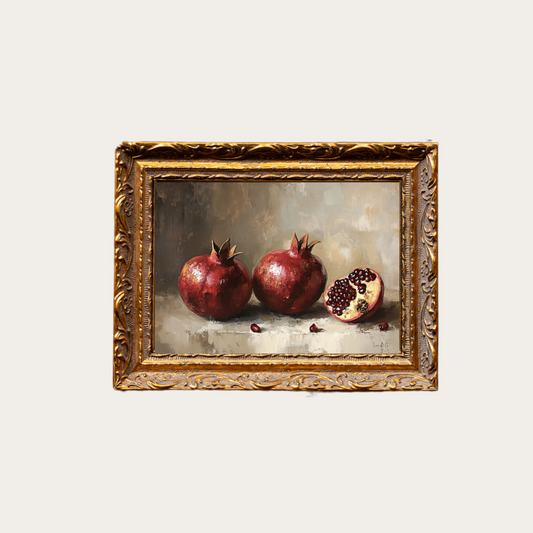Antique Pomegranate | French Brass Gold Mould Framed Art - Luxe B Co