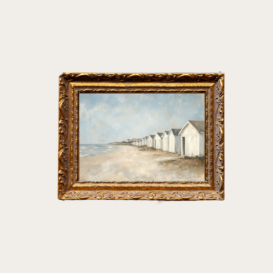 Vintage Beach Town | French Brass Gold Mould Framed Art - Luxe B Co