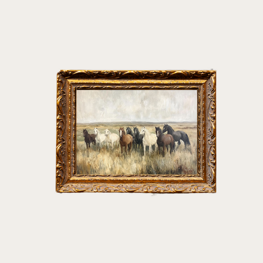 Wild Horses | French Brass Gold Mould Framed Art - Luxe B Co