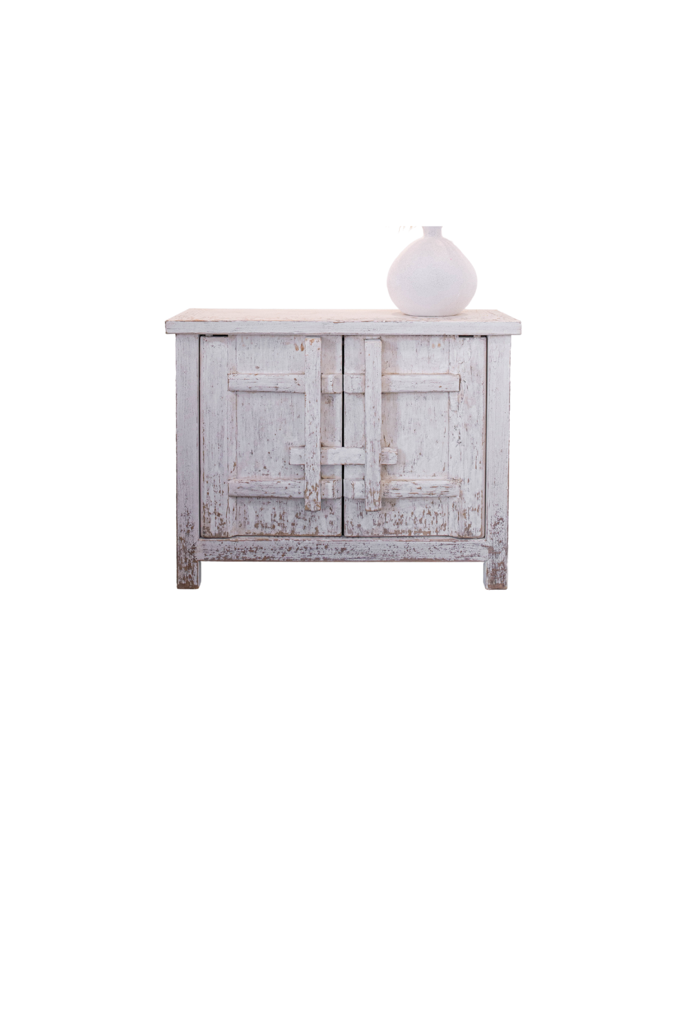 Palm Desert Reclaimed Elm Wood Two-Door Console Whitewash | By Luxe B Co.