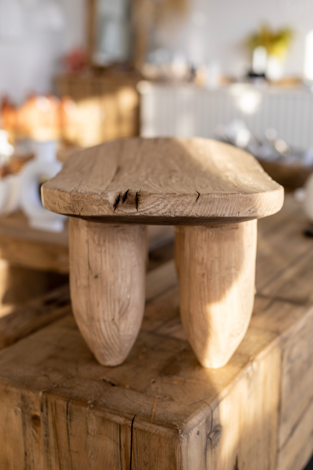 Senufo Stool Bench Natural Elm Small - Luxe B Co