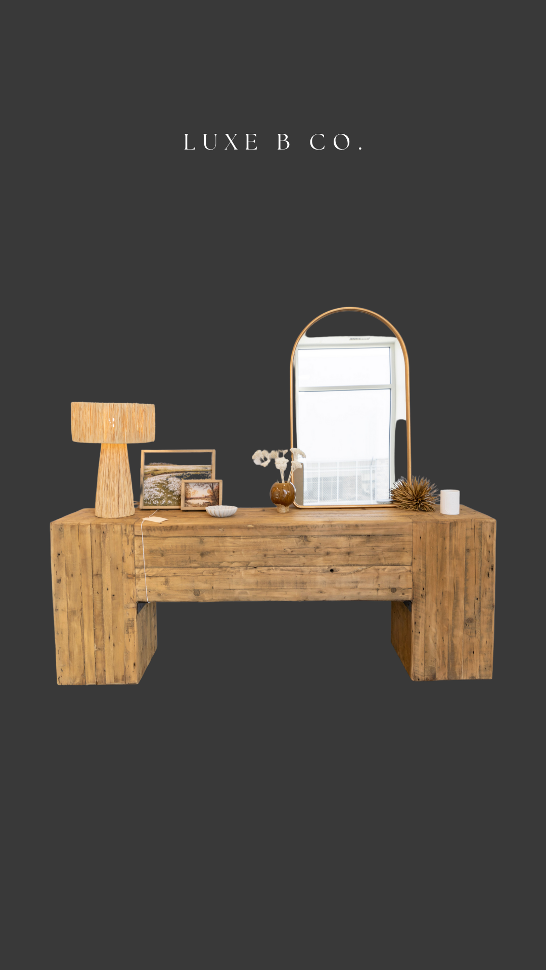 ENGLISH BEAM Elm Wood Console Table - Luxe B Co