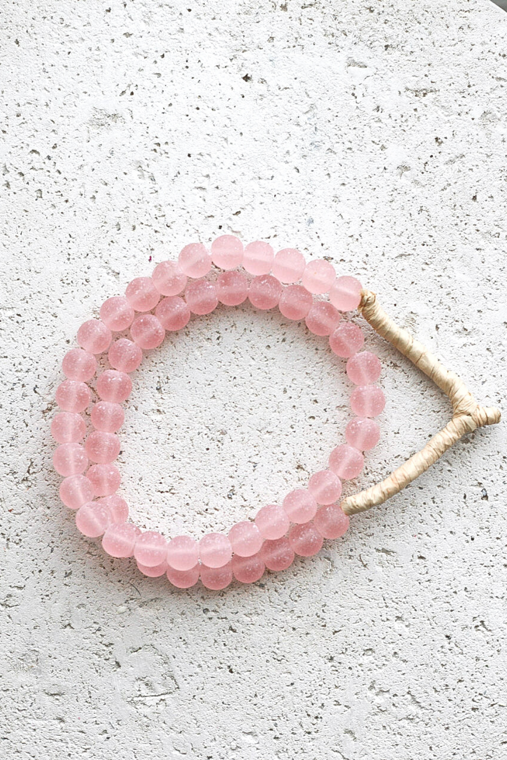 Recycled Glass Boho Beads Light Pink - Luxe B Co
