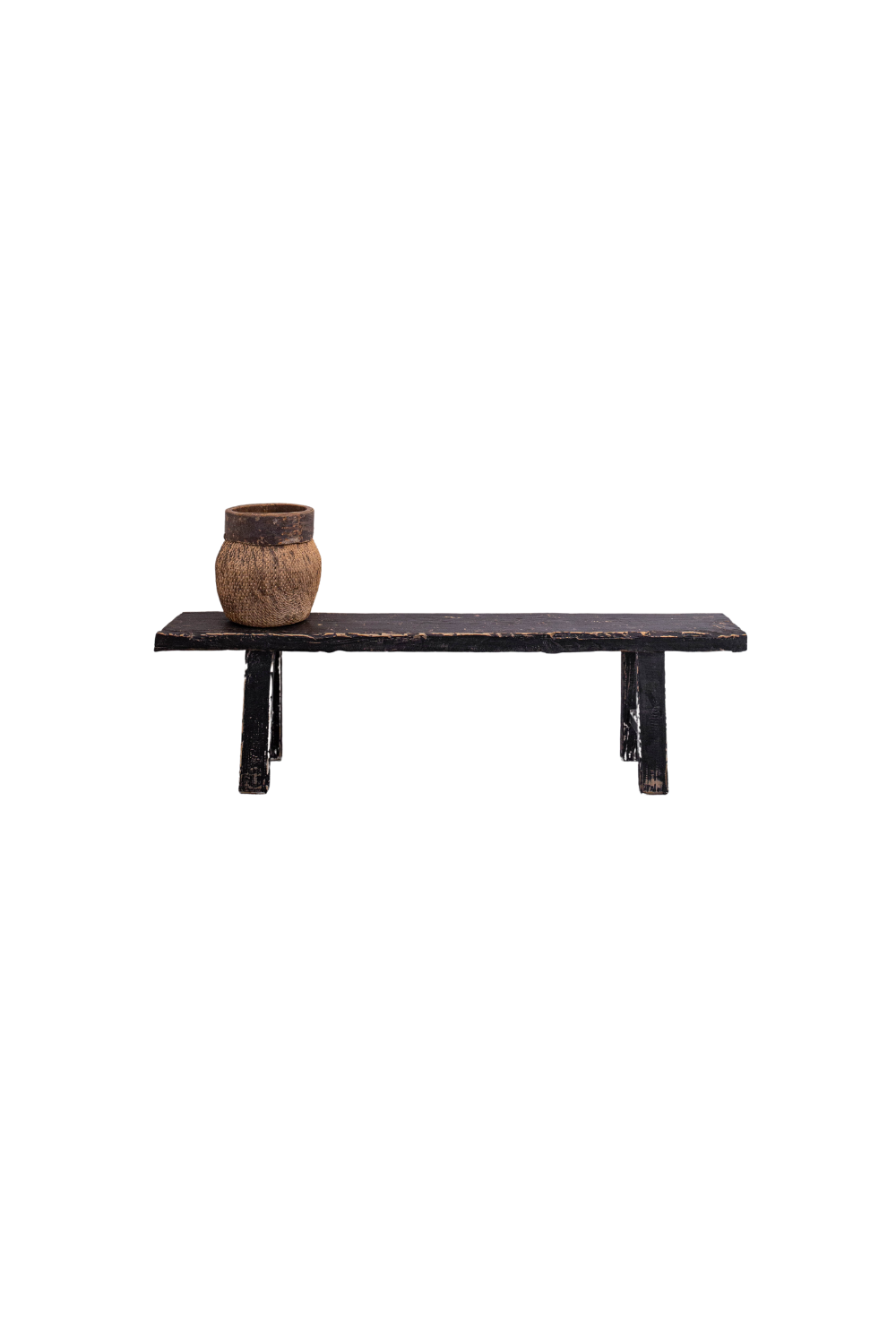 Beirut Elm Wood Bench Grand Rustic Black - Luxe B Co