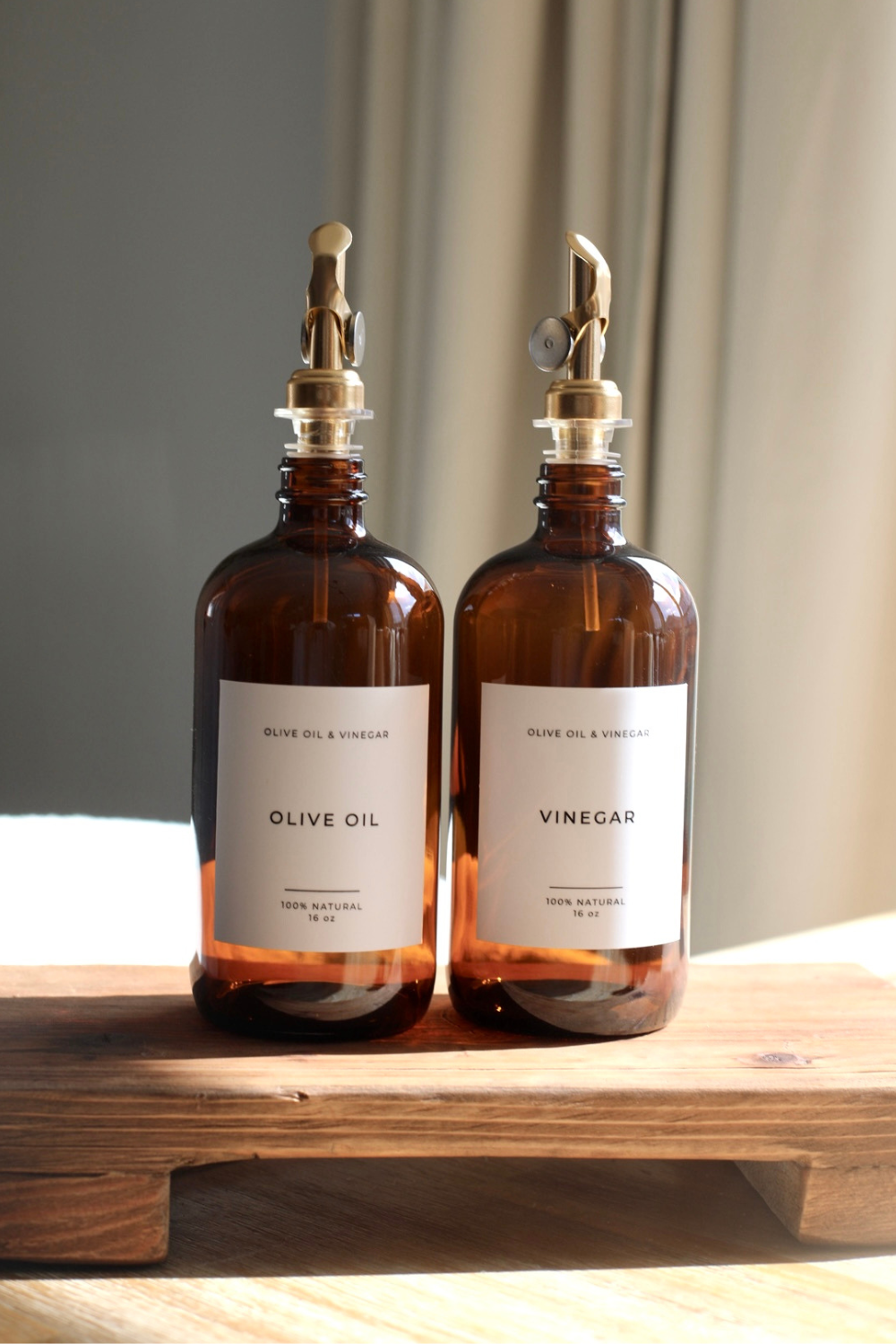 Olive & Vinegar Glass Amber Bottles - Luxe B Co
