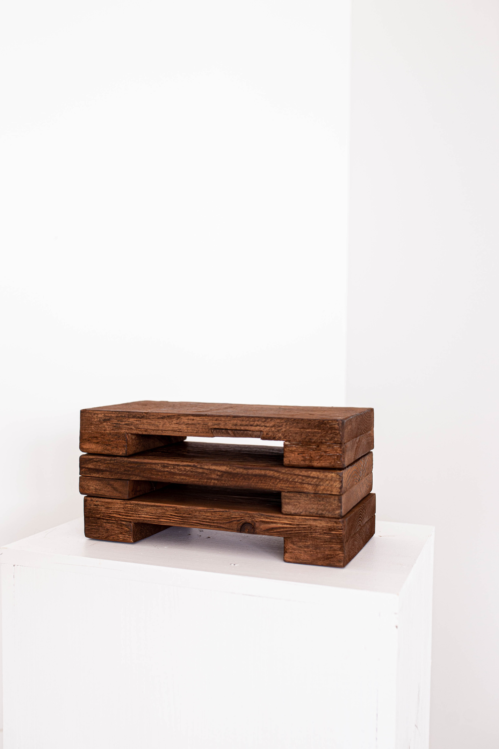 Trivet Riser Solid Reclaimed Wood Mocha Stain Medium - Luxe B Co