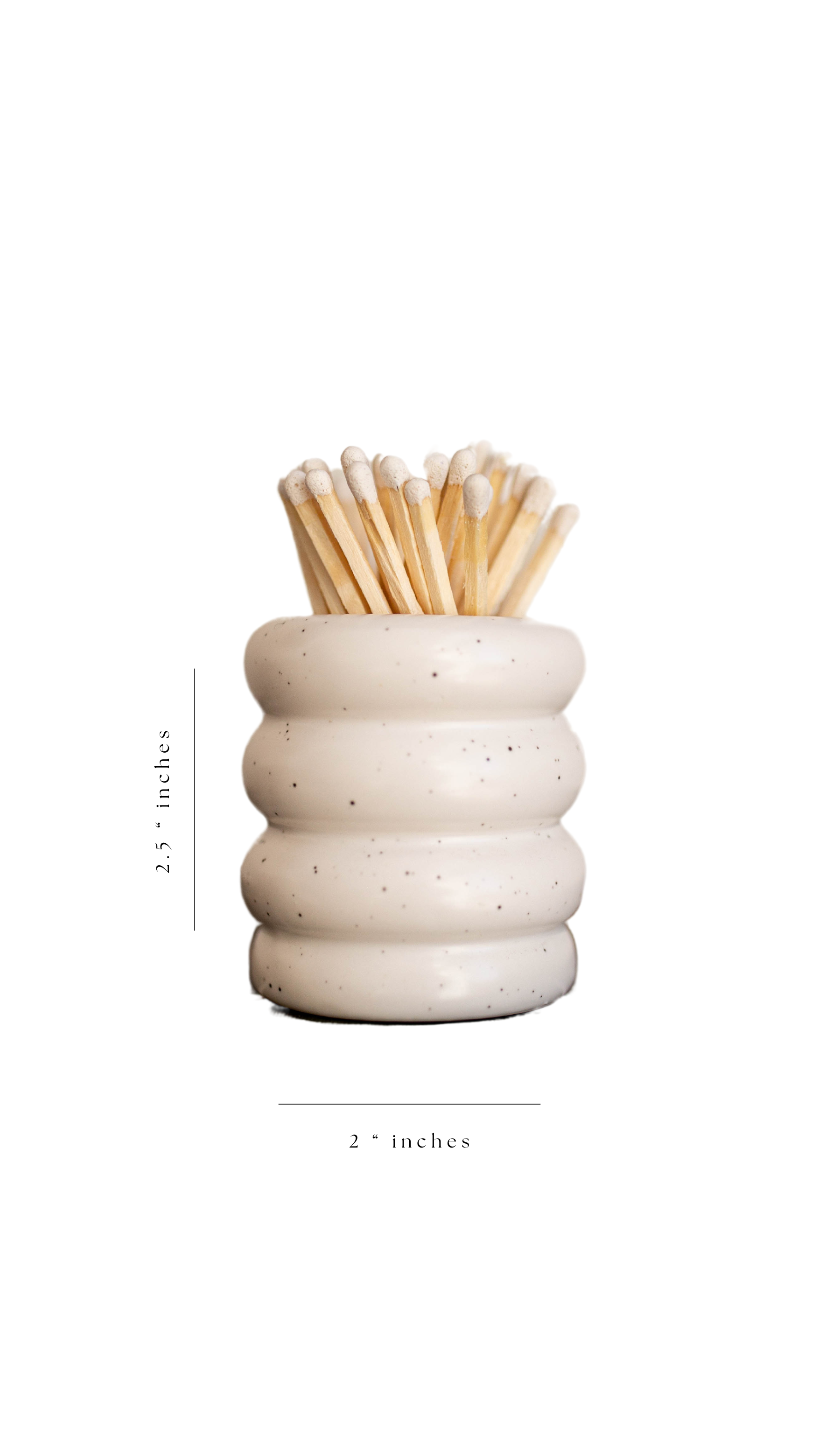 Ceramic Match Pot- Speckled White - Luxe B Co