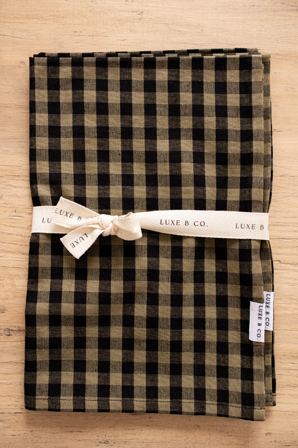Olive Green Gingham Kitchen Dish Towel - Luxe B Co