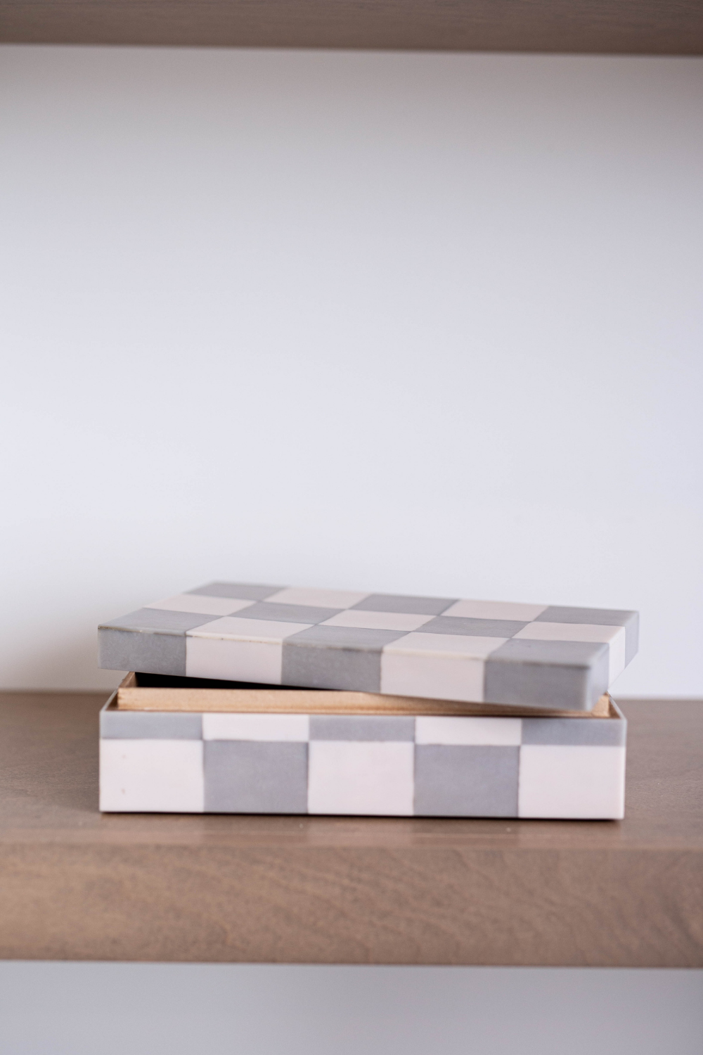 Checkered Gray & Off White Decor Box - Luxe B Co
