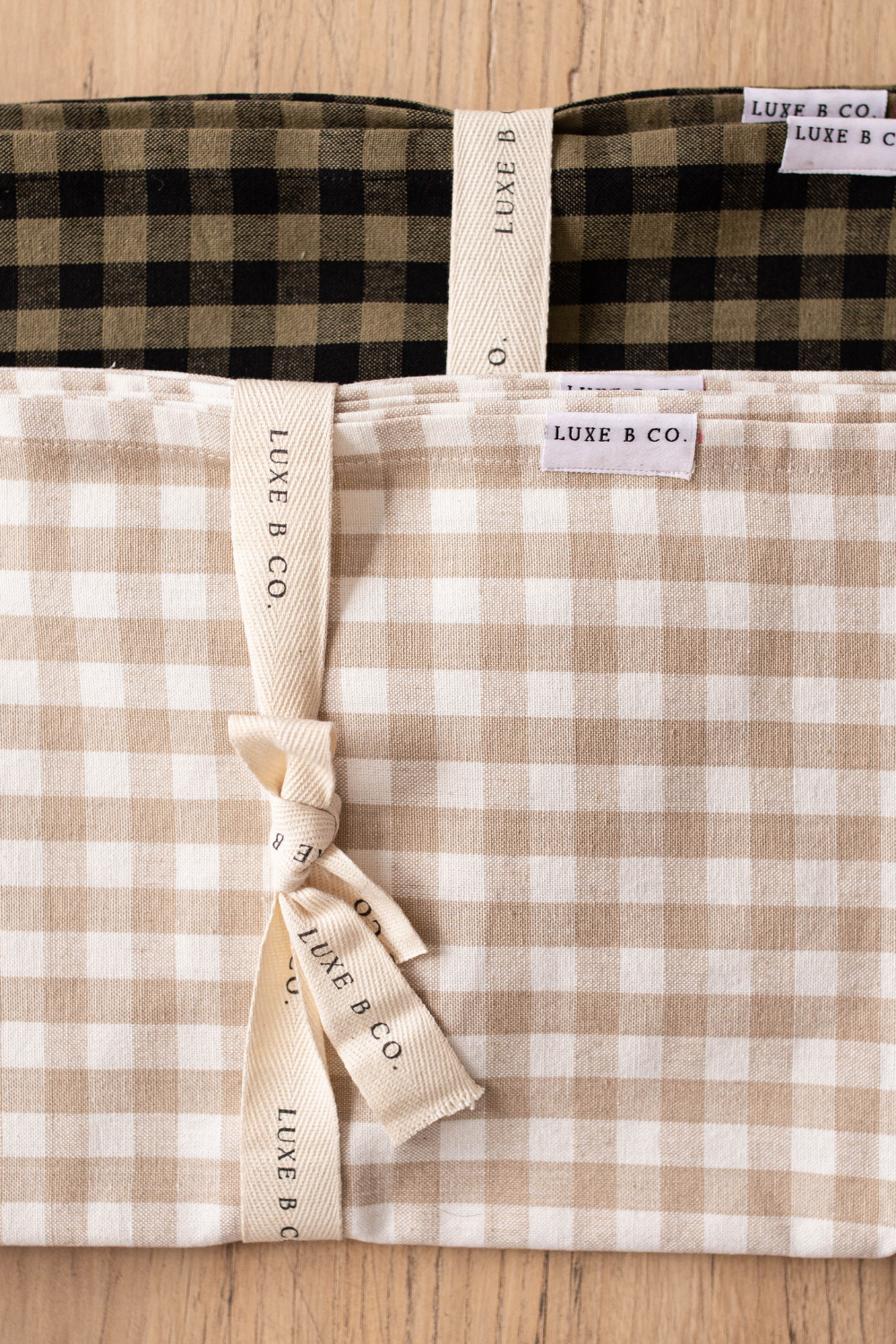 Beige Gingham Kitchen Dish Towel - Luxe B Co