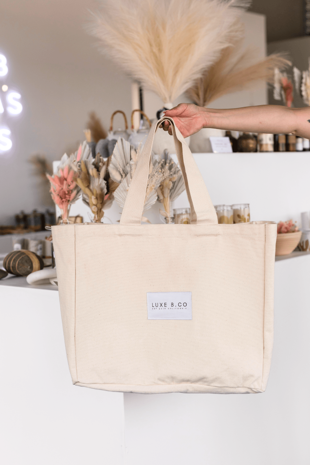 LUXE B Canvas Tote Bag - Luxe B Co Vintage Home Decor Shop Luxe B Co Instagram