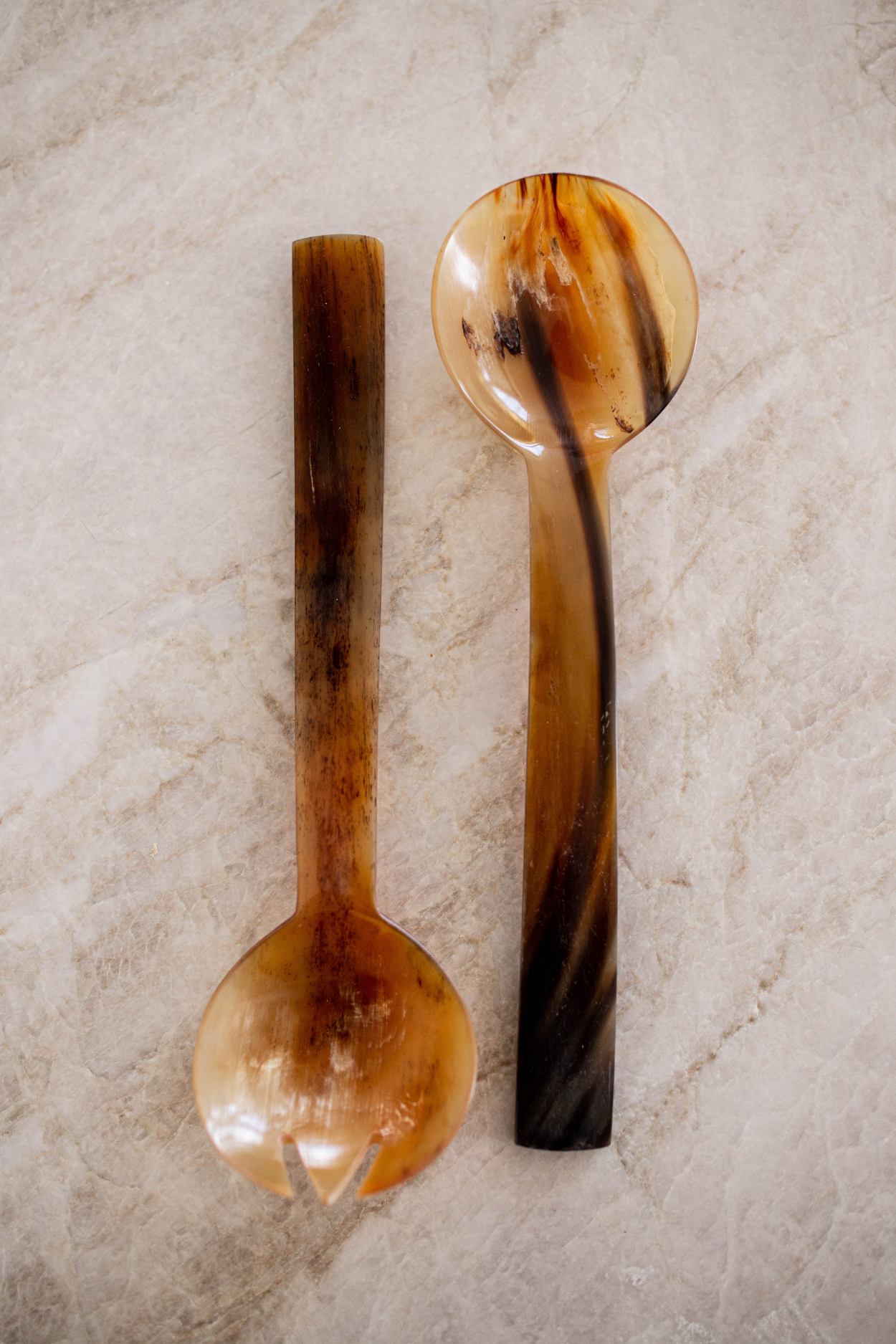 Hand Cut Horn Salad Servers | By Luxe B Co. 