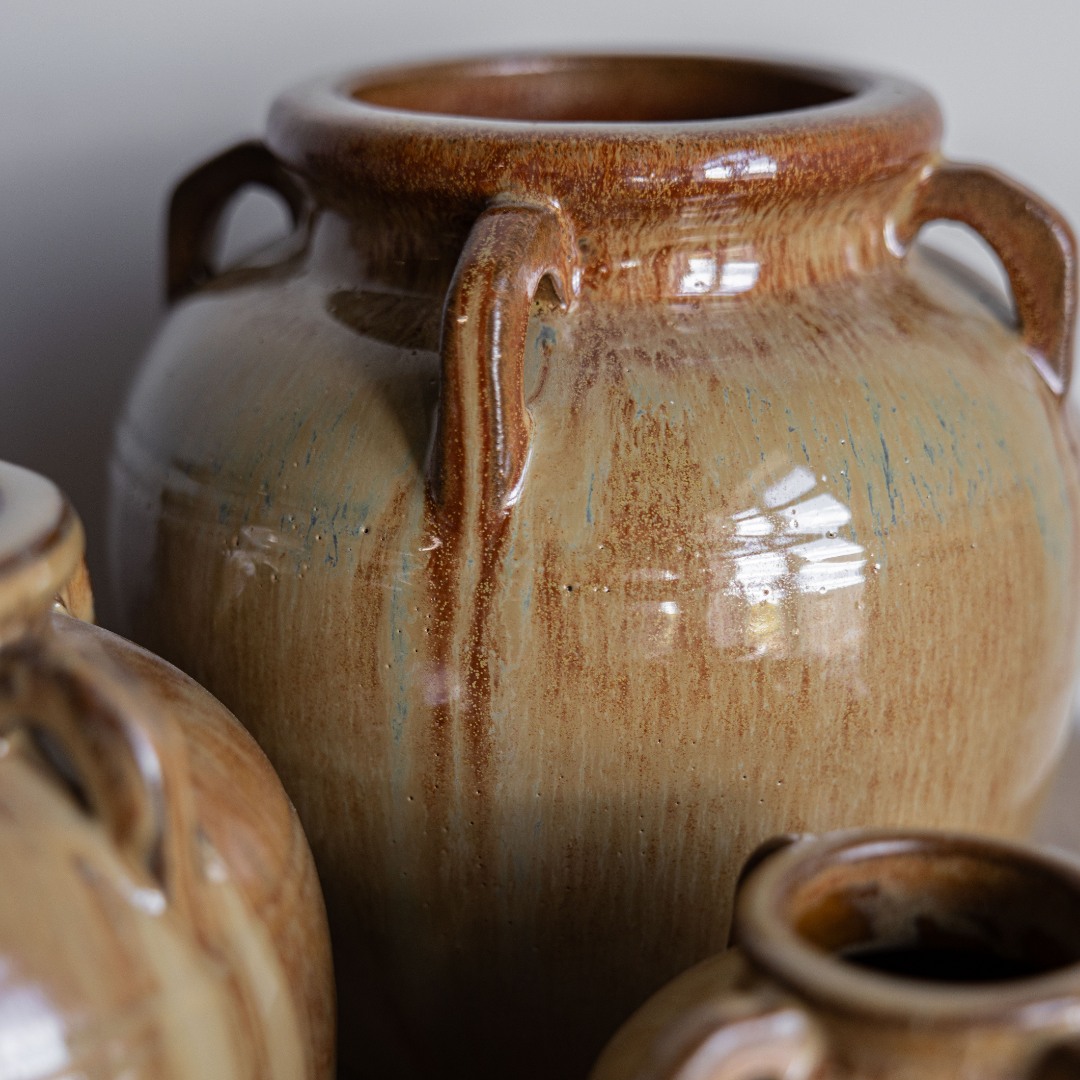 Chevalier Glazed Vase With Handles - Luxe B Co