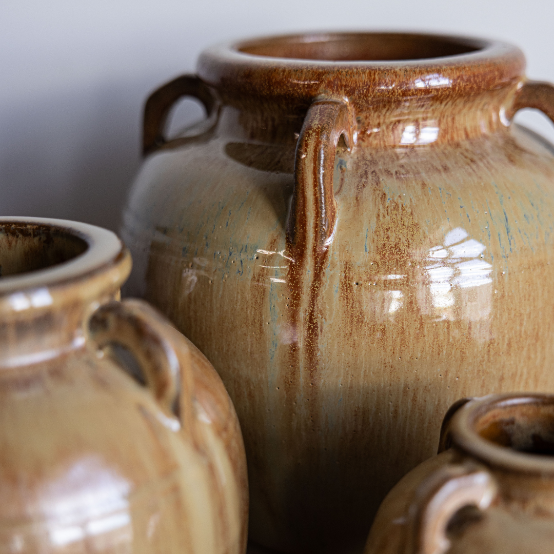 Chevalier Glazed Vase With Handles - Luxe B Co