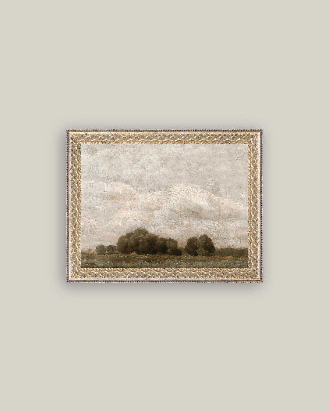 Tree and Cloud Landscape Framed Antique Art