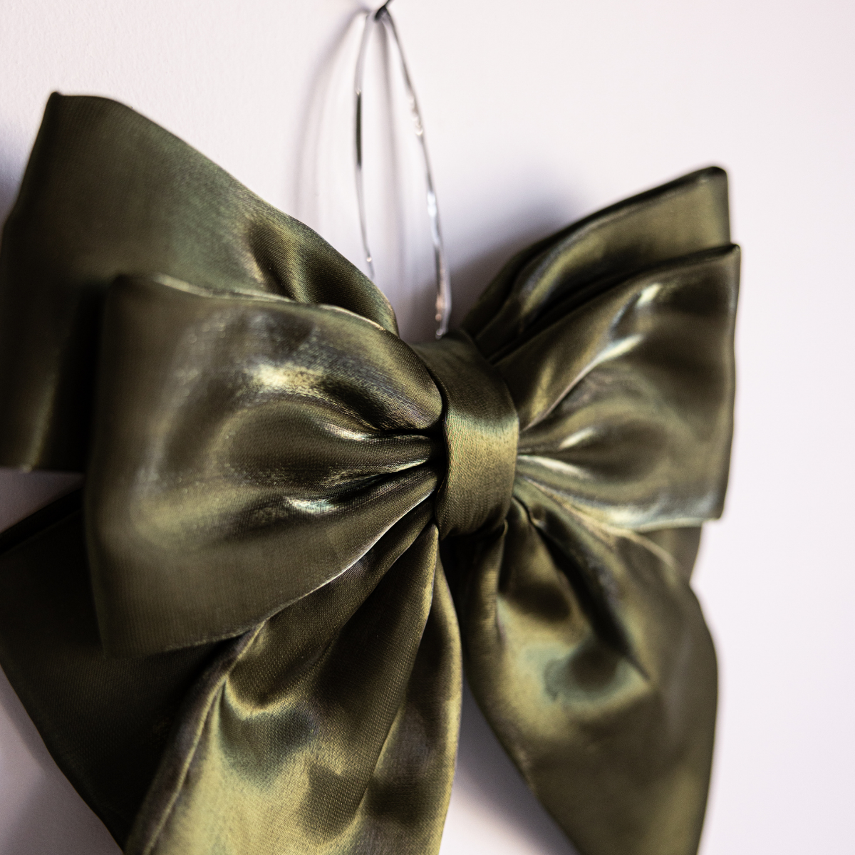 Olive green gauze bow by Luxe B Co featuring a bold, stylish design perfect for accessories or gift embellishments.