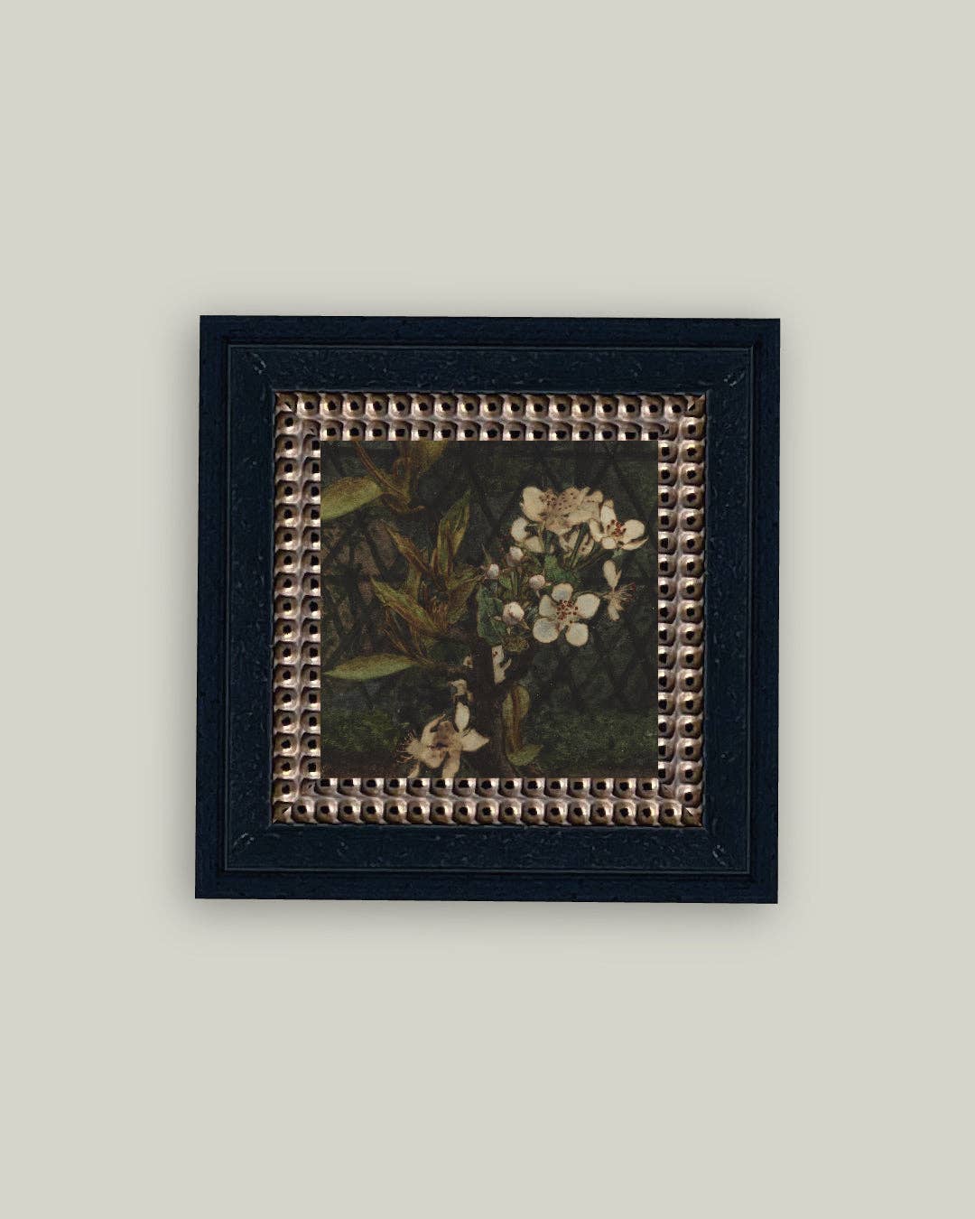 Dark Apple Blossoms Framed Antique Art