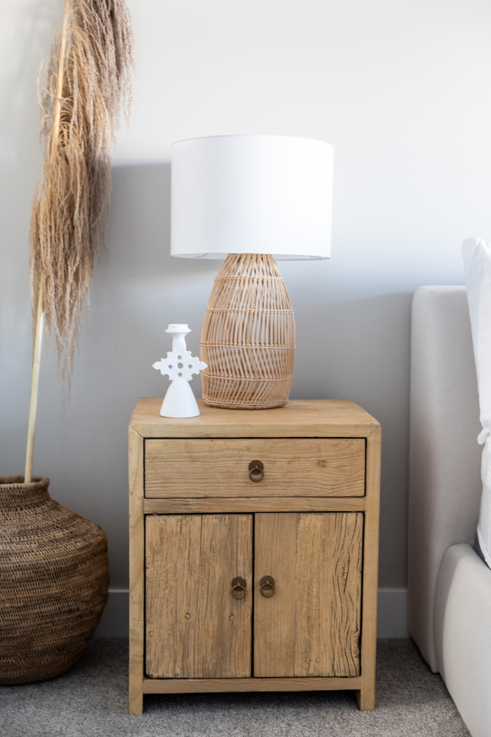 Sausalito Elm Wood Night Stand - Luxe B Pampas Grass  Canada , dried flowers and pampas grass Canadian Company. Bulk and wholesale dried flowers and pampas grass fluffy. Large White Pampas Grass Toronto