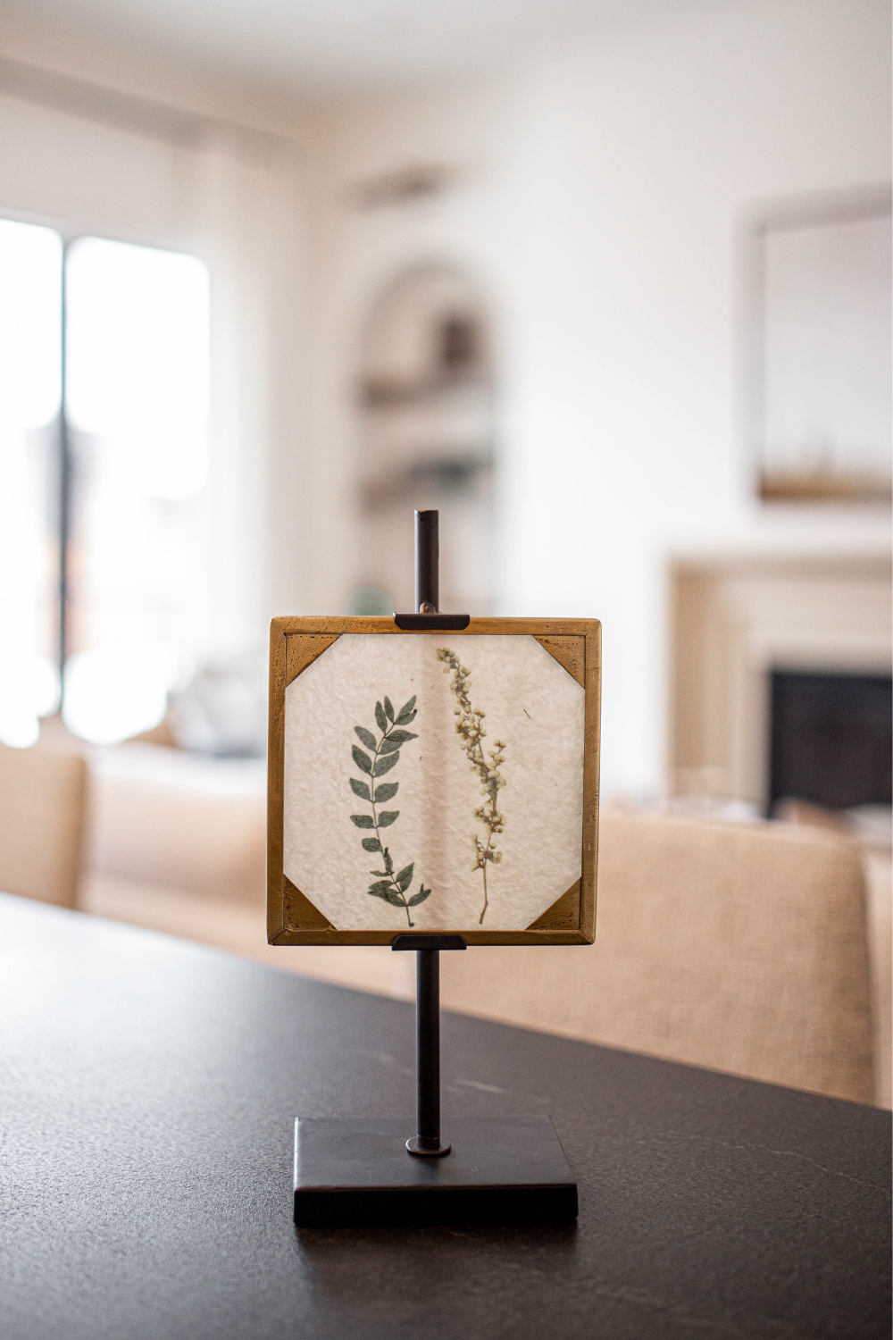 Easel Stand Adjustable with Gold  framed Pressed Flower - Luxe B Pampas Grass  Vintage Home Decor Shop Luxe B Co Instagram