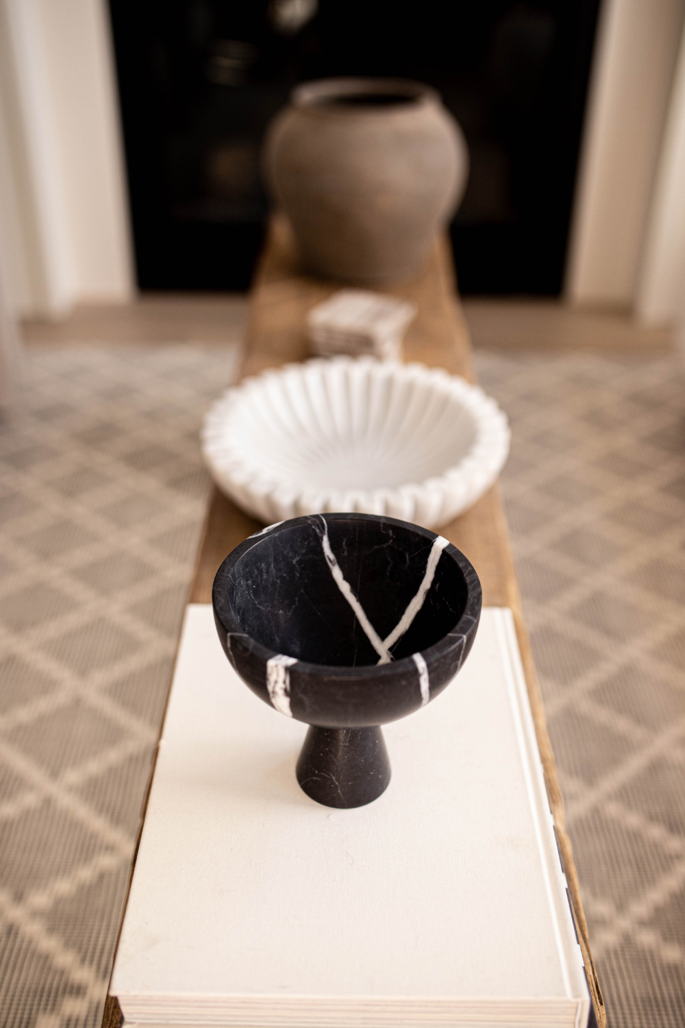 Marble Black Stone Bowl Pedestal Large - Luxe B Pampas Grass  Vintage Home Decor Shop Luxe B Co Instagram