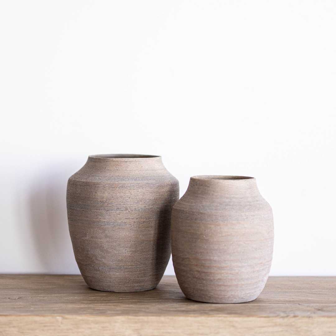 Natural Stripe Ceramic Vase - Luxe B Co