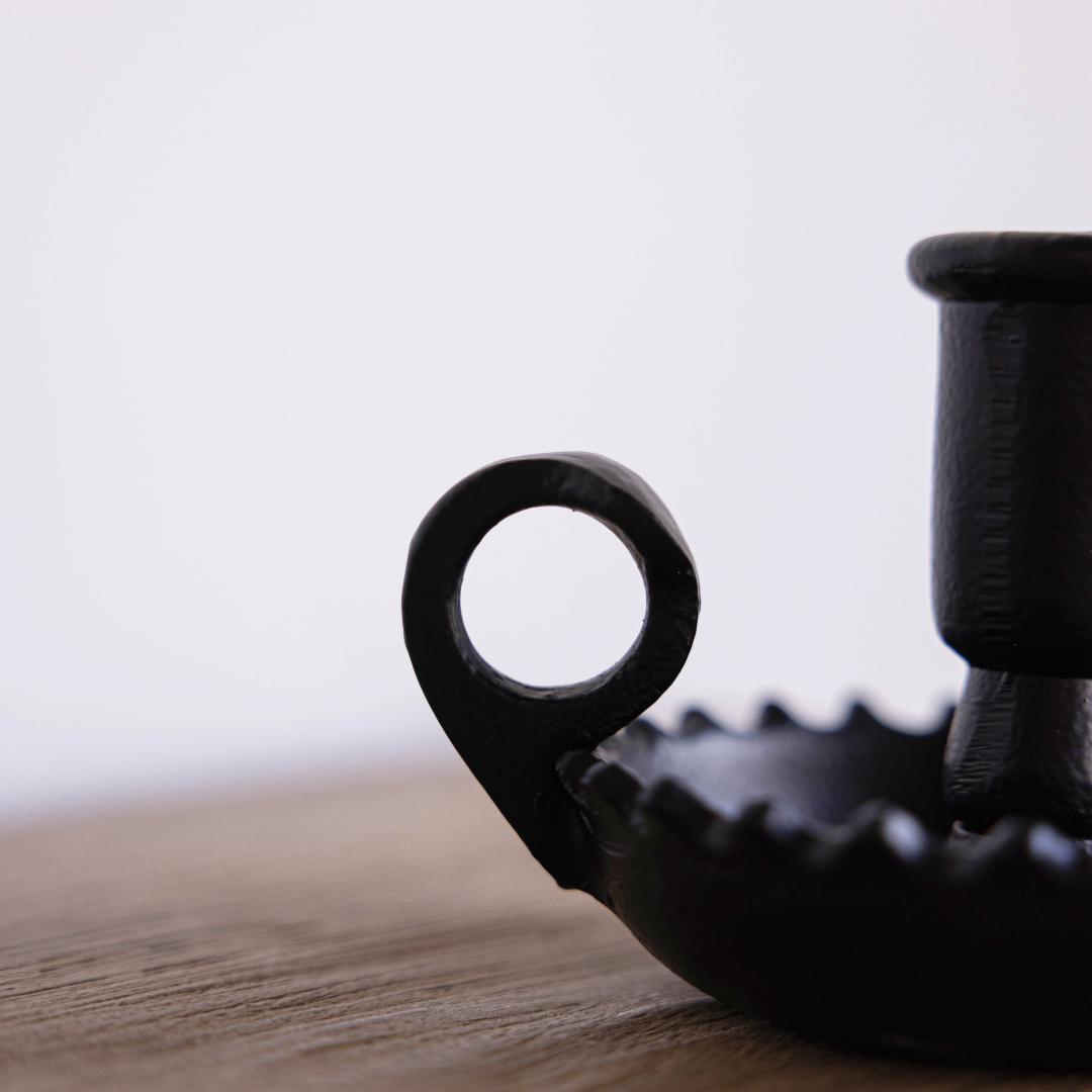 Scalloped Black Iron Candle Holder - Luxe B Co
