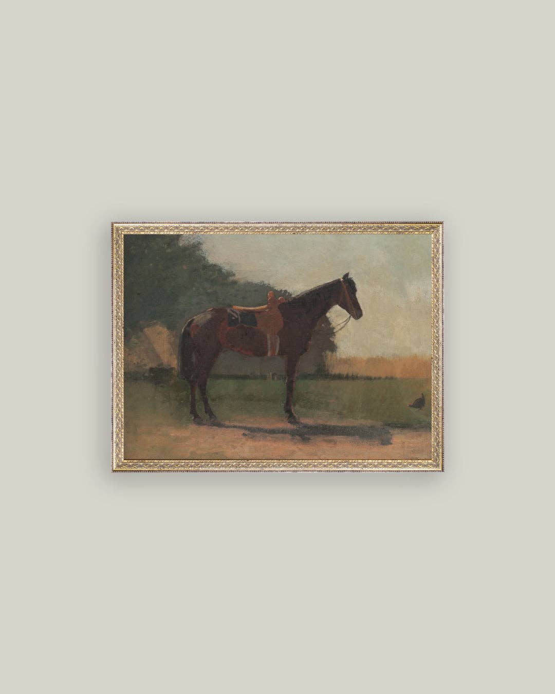 Saddled Horse Framed Antique Art