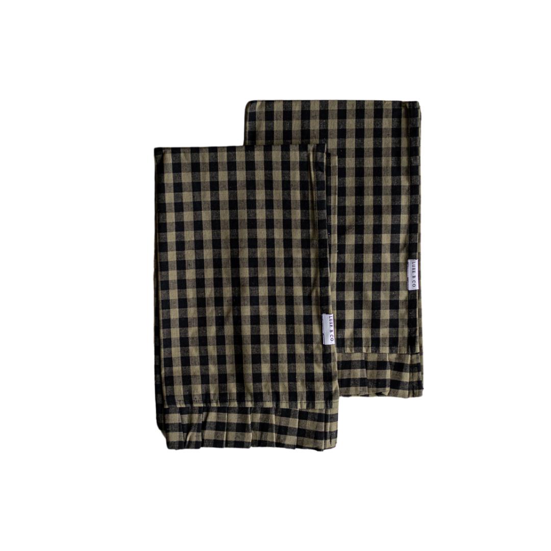 Ruffle Olive Green Gingham Kitchen Dish Towel - Luxe B Co