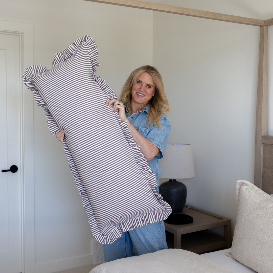 Luxe B Co. Ruffle Bolster Pillow Cover - Thumbnail 3