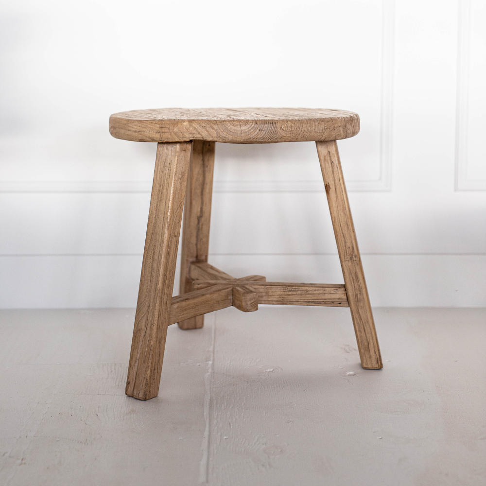 Round Elm Wood Coffee Side Table - Luxe B Co
