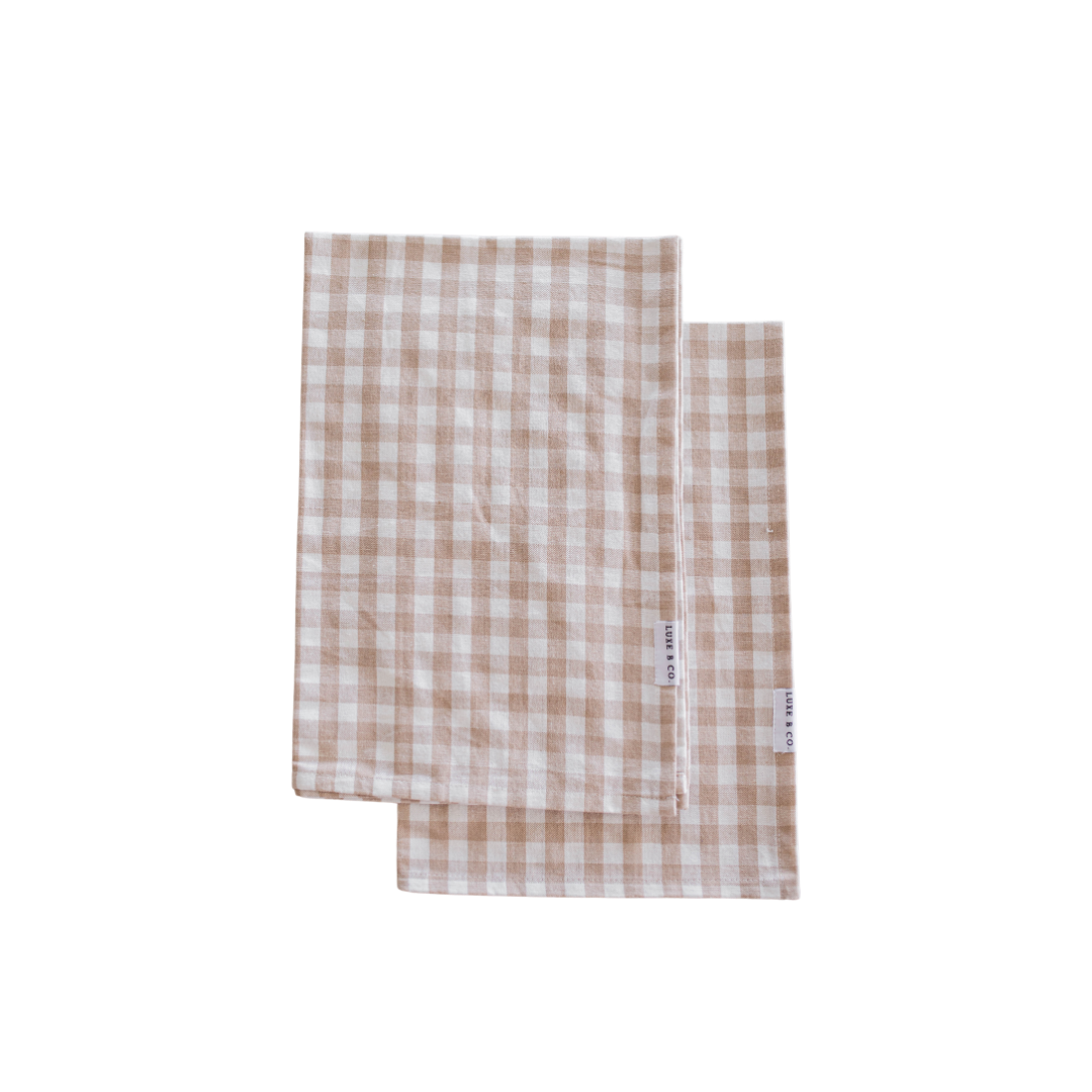 Beige Gingham Kitchen Dish Towel - Luxe B Co