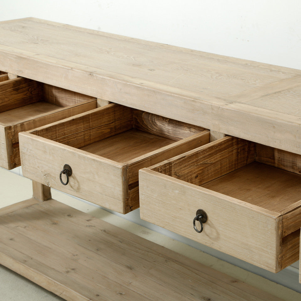 Carmel Six Drawer Reclaimed Elm Wood Console Table | By Luxe B Co.